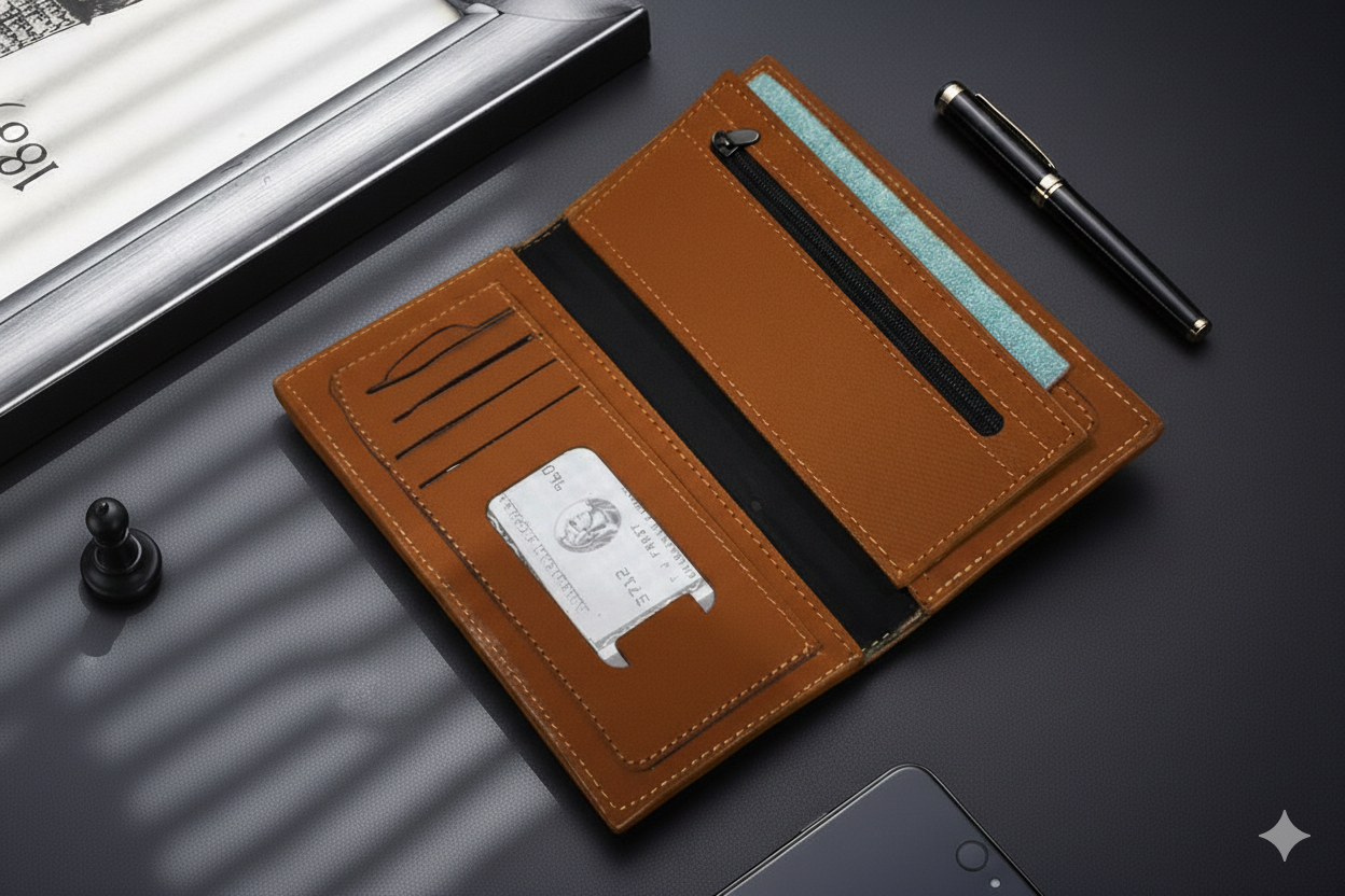 Long Wallet for Men – Premium Zipper Clutch Wallet with Card Holder & Cash Organizer