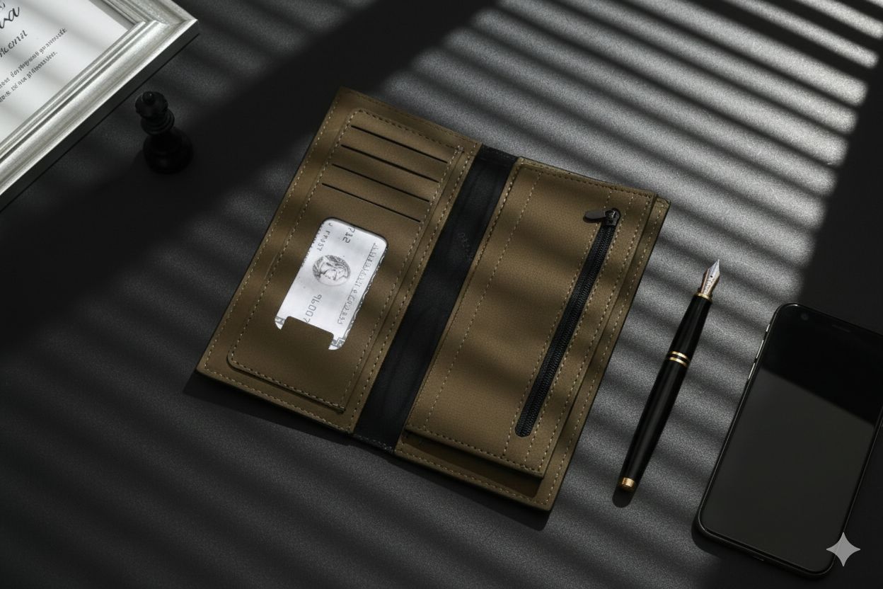 Long Wallet for Men – Premium Zipper Clutch Wallet with Card Holder & Cash Organizer