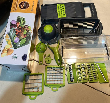16 in 1 Vegetable Cutter & Slicer – Multifunction Kitchen Chopper with 6 Blades