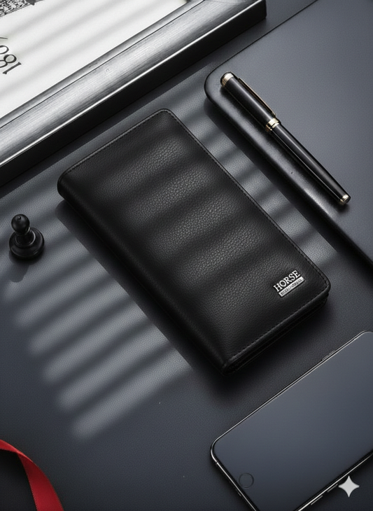 Long Wallet for Men – Premium Zipper Clutch Wallet with Card Holder & Cash Organizer
